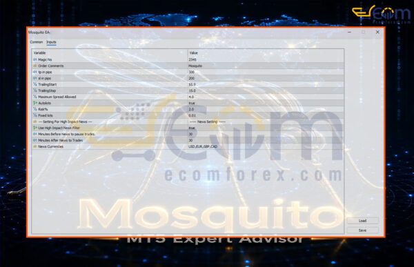 Mosquito EA MT5 Inputs