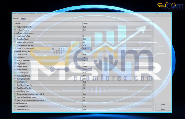 Msnr Low Drawdown Scalper EA MT5 Inputs