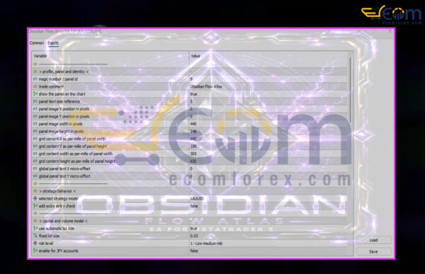 Obsidian Flow Atlas EA MT5 Input