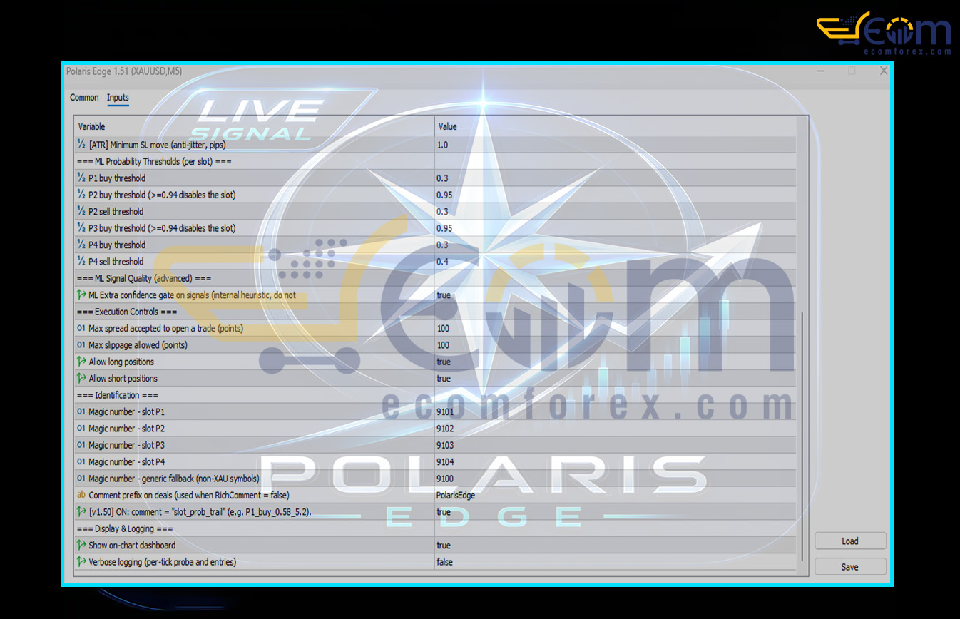 Polaris Edge EA MT5 Inputs
