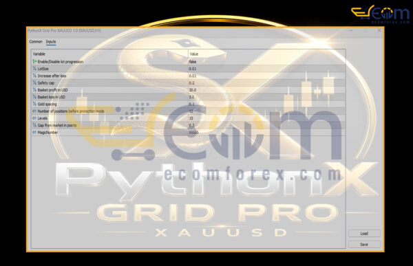 PythonX Grid Pro XAUUSD EA MT5 Input