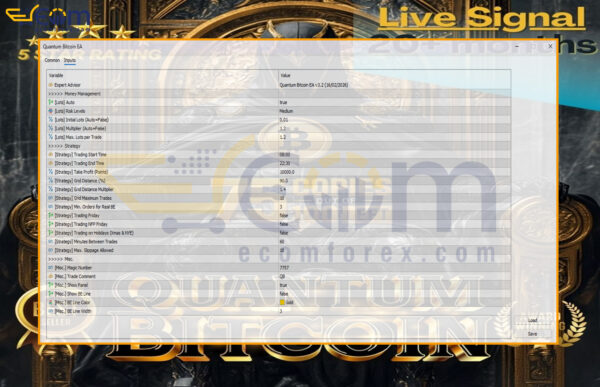 Quantum Bitcoin EA MT5 Inputs
