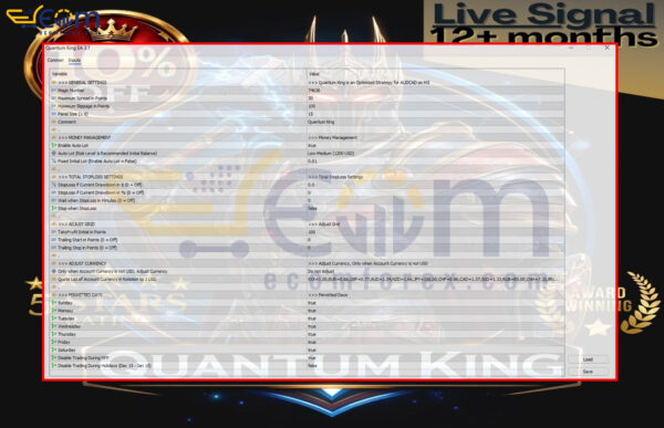 Quantum King EA MT5 Inputs