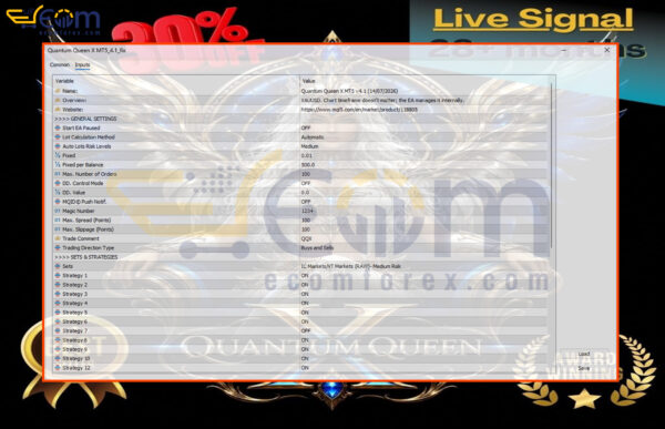 Quantum Queen X MT5 Inputs 1