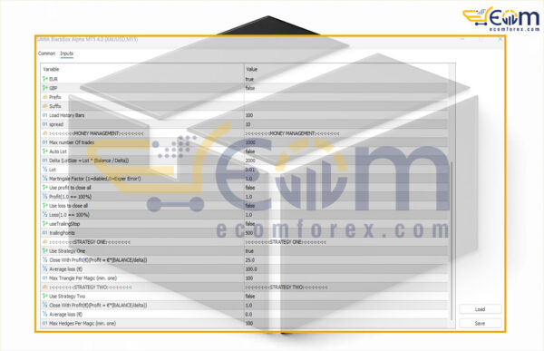 SAWA BlackBox Alpha MT5 Inputs