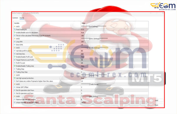Santa Scalping MT5 Input