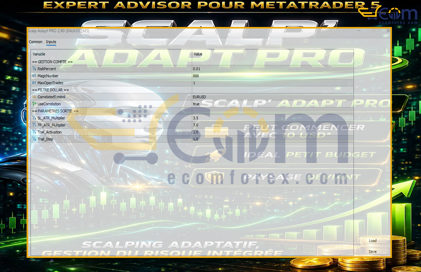 Scalp Adapt PRO EA MT5 Input