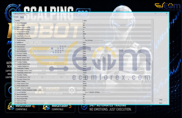 Scalping Robot Pro MT5 Inputs 2