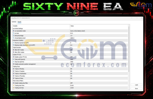 SixtyNine EA MT5 Input