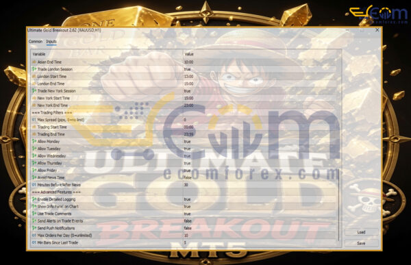 Ultimate Gold Breakout EA Input