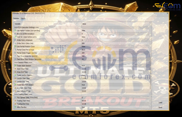 Ultimate Gold Breakout EA MT5 Inputs