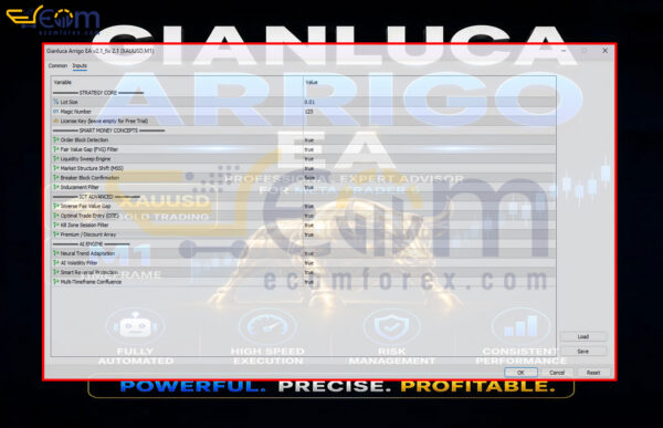Gianluca Arrigo EA MT5 Inputs