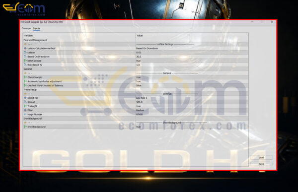 H4 Gold Scalper EA MT5 Inputs