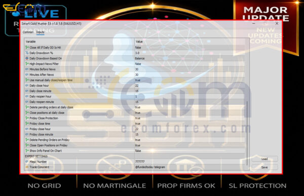 Smart Gold Hunter EA MT5 Inputs 2