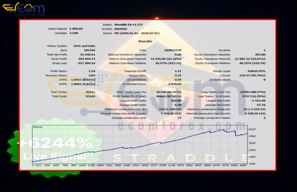 Straddle EA MT5 Backtest