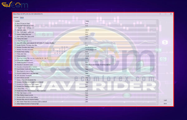 Wave Rider EA MT5 Inputs 2