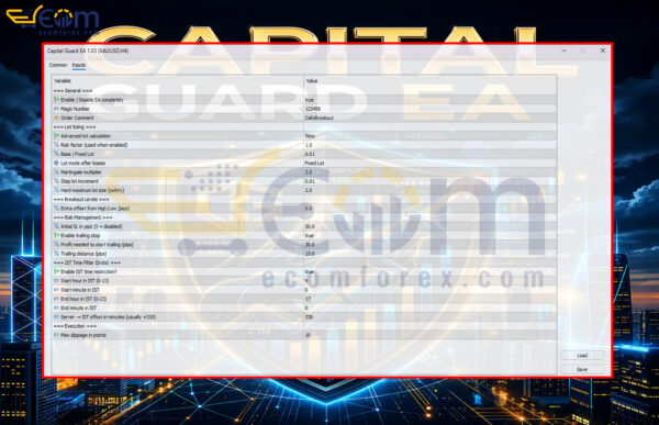 Capital Guard EA MT5 Inputs