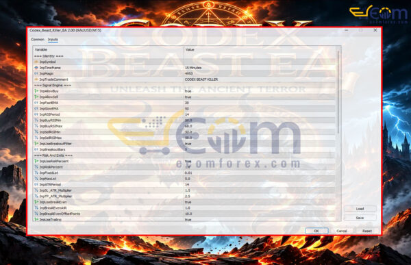 Codex Beast Killer EA MT5 Inputs 1