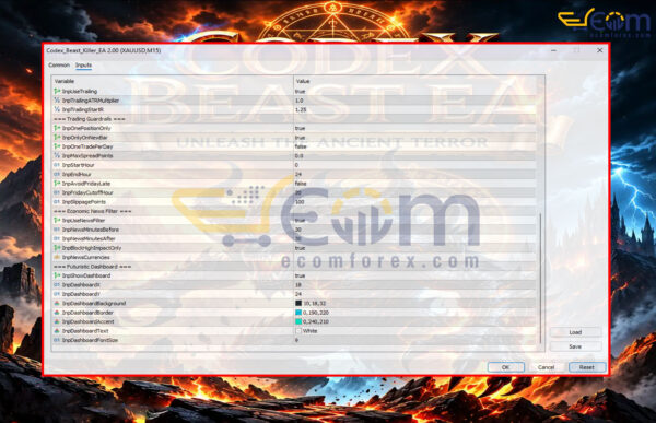 Codex Beast Killer EA MT5 Inputs 2