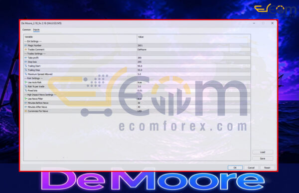 De Moore EA MT5 Inputs
