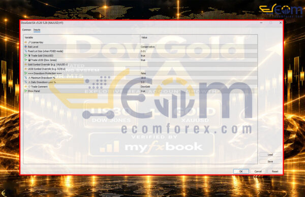 DowGold EA MT5 Inputs