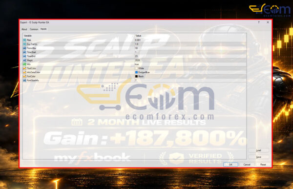IS Scalp Hunter EA MT4 Inputs