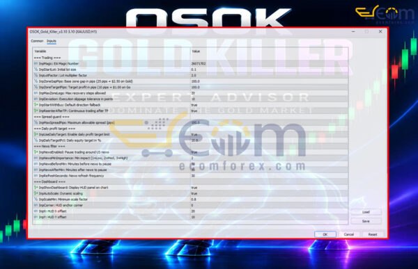 OSOK Gold Killer EA MT5 Inputs