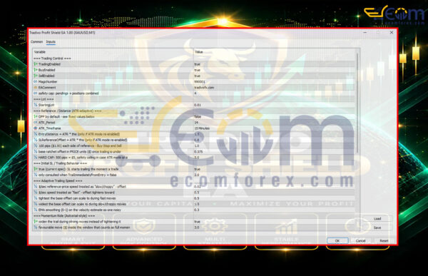 Tradivo Profit Shield EA MT5 Inputs 1